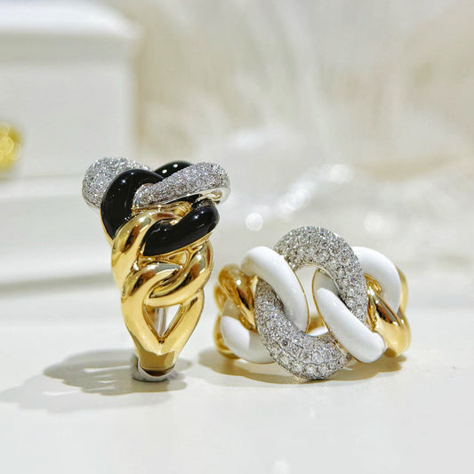 Enamel 18k Gold Diamond Ring (Item No. VT469）