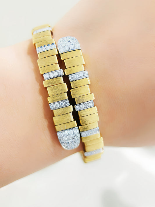 Weaving Vintage 18k Gold Diamond Bracelet (Item No. VT388）