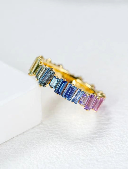 Rainbow Sapphire 18k Gold Ring (Item No. SA078）