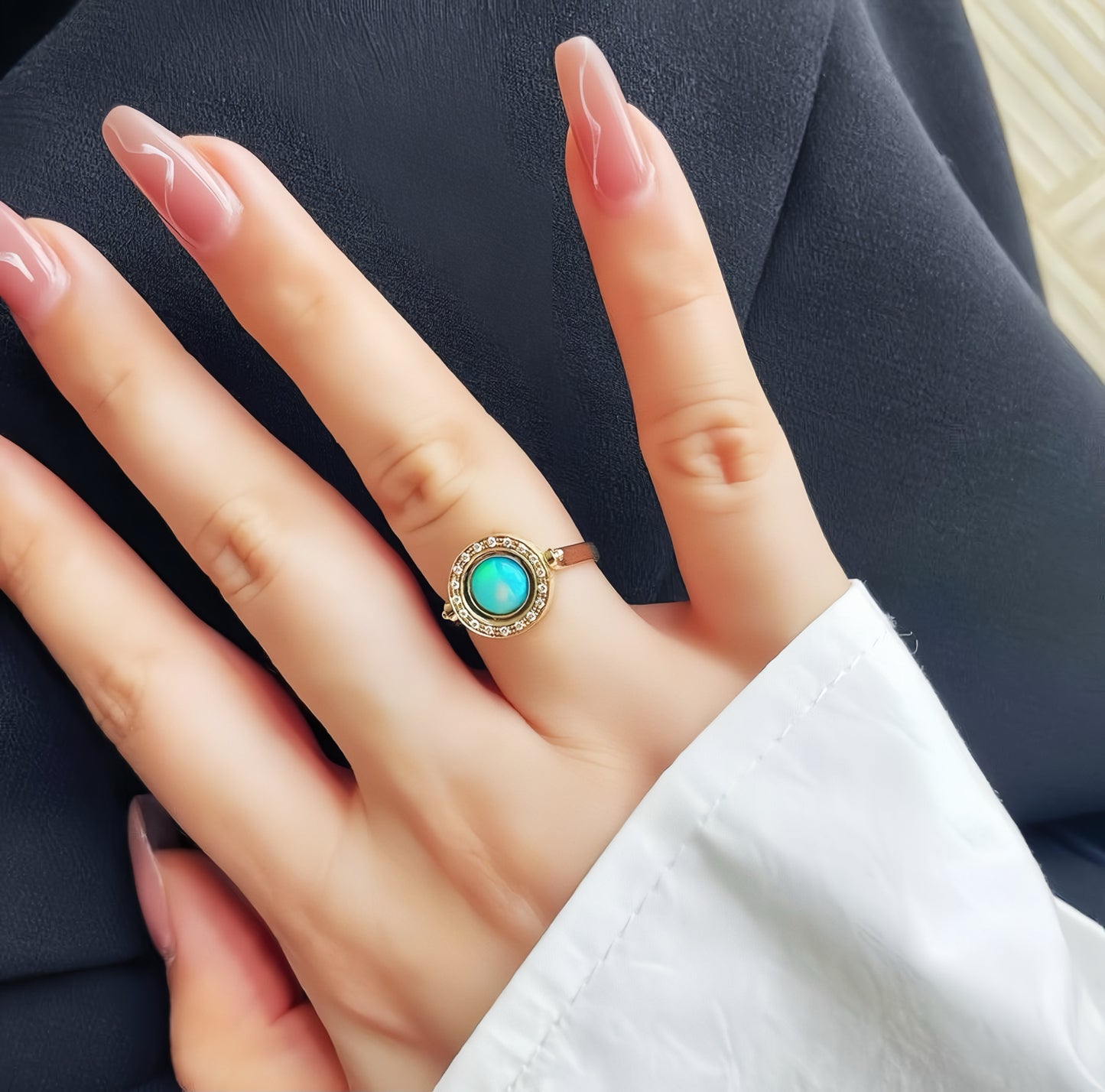 Athena Opal 18k Gold Diamond Ring (Item No. VT038）