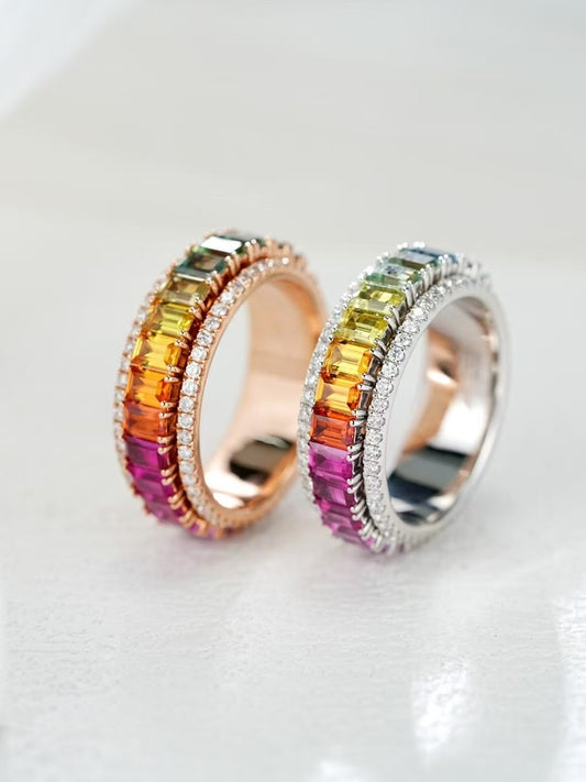 Rainbow Sapphire 18k Gold Ring (Item No. SA119）