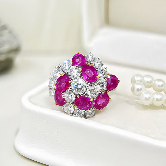 Vintage 18k Gold Diamond Ruby Ring (Item No. VT 285)