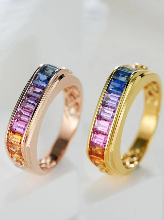 Rainbow Sapphire 18k Gold Ring (Item No. SA097）