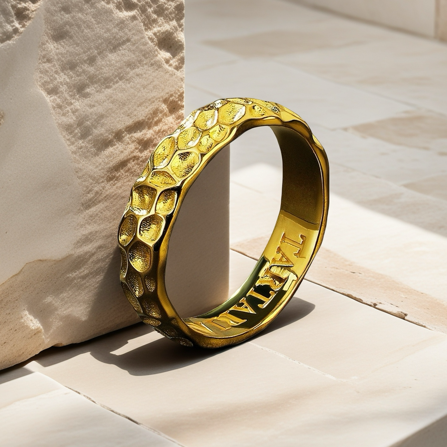 Hammered Sterling Silver/9k/14k/18k Gold Ring (Item No. GR0005）