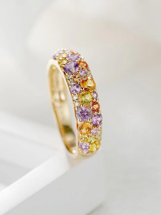Rainbow Sapphire 18k Gold Ring (Item No. SA060）