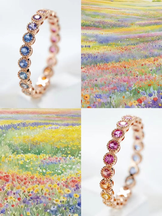 Rainbow Sapphire 18k Gold Ring (Item No. SA029）