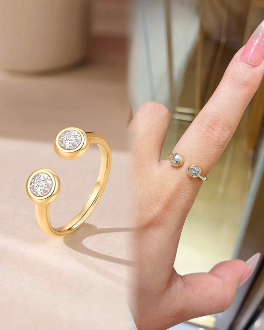 Two Bubble Diamond-like 18k Gold Ring (Item No. HFR010）