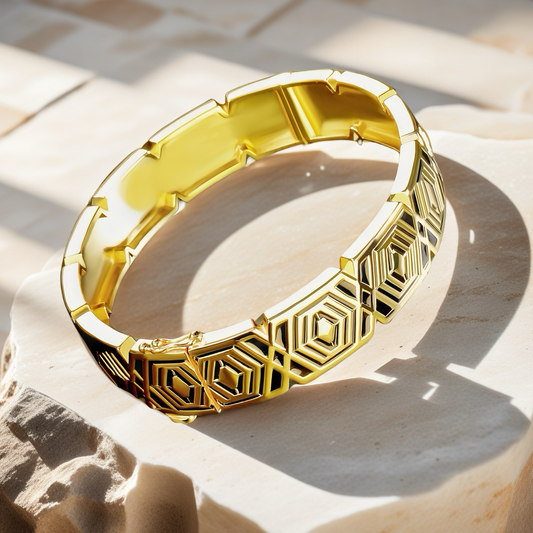 Greek Key Enamel 9k/14k/18k Gold Bangle (Item No. TDBG0011）