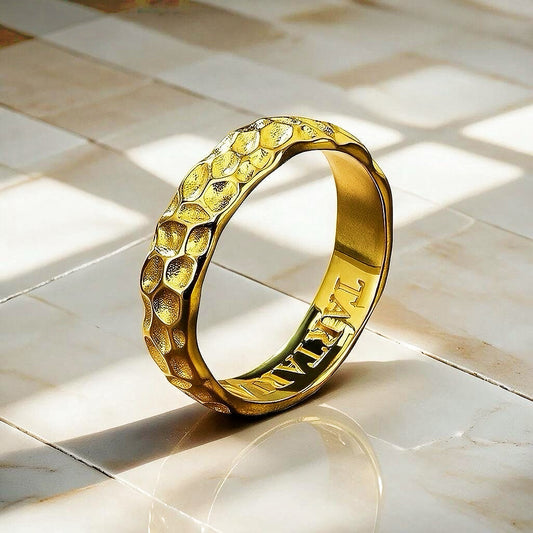 Hammered Sterling Silver/9k/14k/18k Gold Ring (Item No. GR0005）
