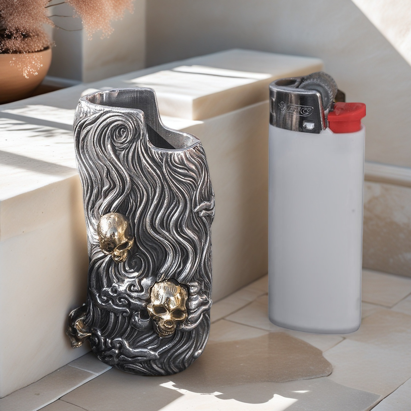 Skull Silver Lighter Case (Item No. L0008)