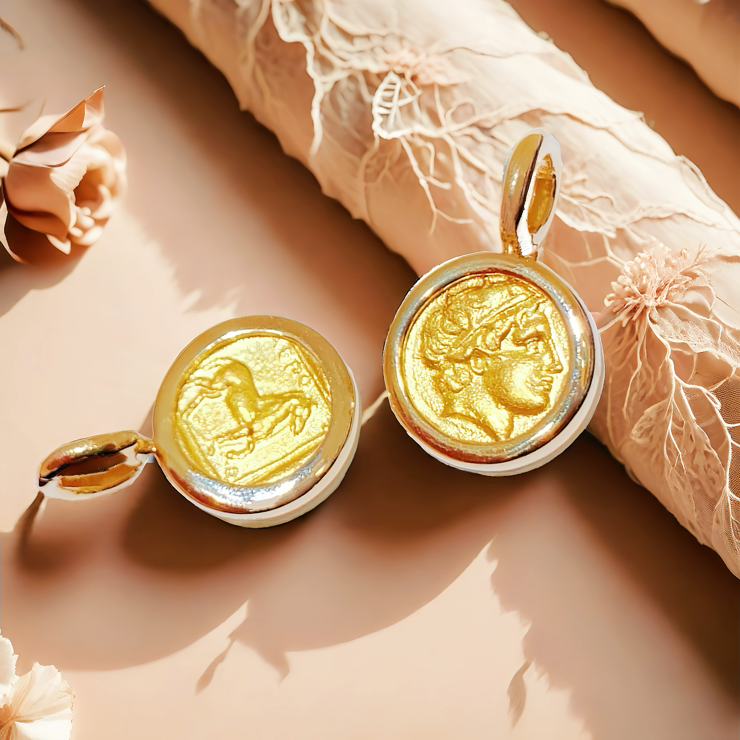 Apollo Ancient Greek Coin Medallion 18k 24k Gold Pendant (Item No. COIN065）