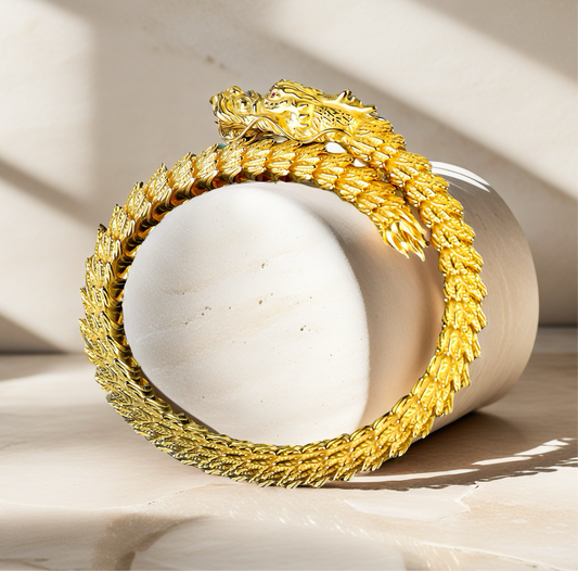 Dragon Elastic Sterling Silver/9k/14k/18k Gold Bracelet (Item No. GB0001）