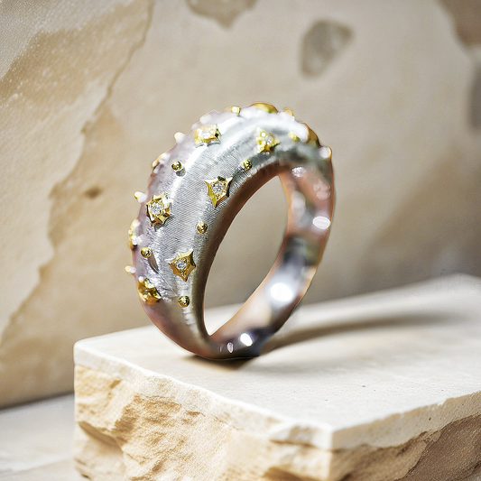 Rigato Engrave Vintage 18k Gold Diamond Ring (Item No. VT027）