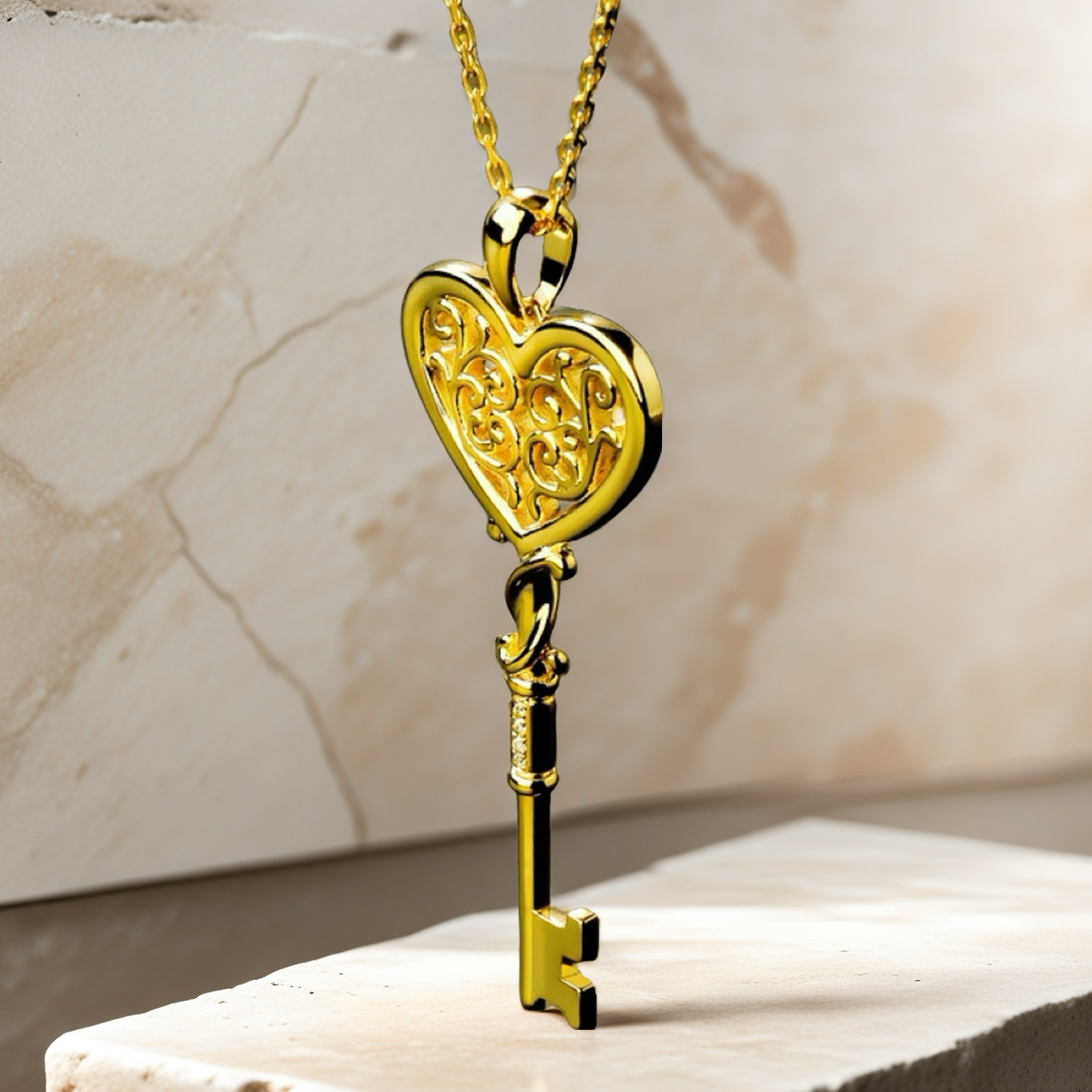 Renaissance Key Diamond 925 Sterling Silver/9k/14k/18k Gold Pendant (Item No. GP0002）