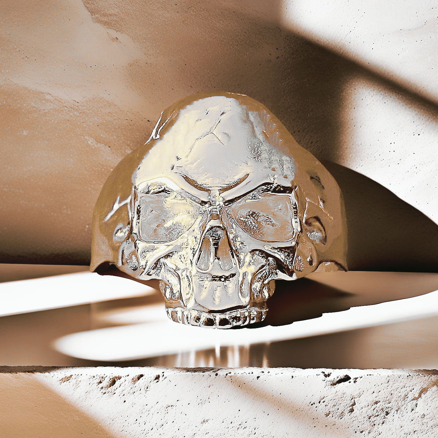 Half Jaw Skull 925 Sterling Silver/9k/14k/18k Gold Ring (Item No. GR0011）