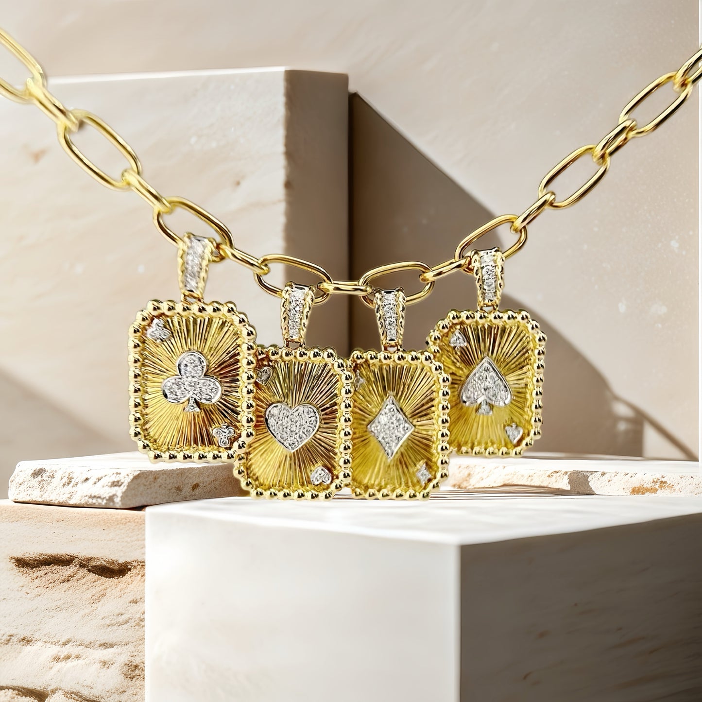 Poker Card 18k Gold Diamond Pendant (Item No. VT246）