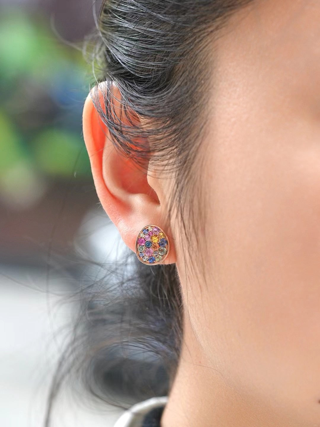 Rainbow Sapphire 18k Gold Earring (Item No. SA058）