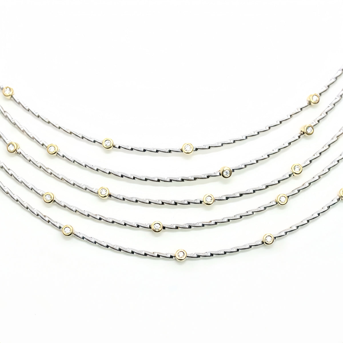 Electroforming Muli-Layer 18k Gold Diamond Necklace (Item No. CN04）