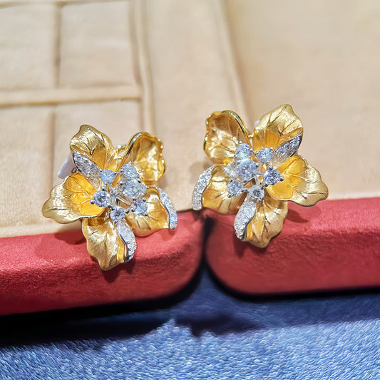 Vintage 18k Gold Diamond Earring (Item No. VT459）