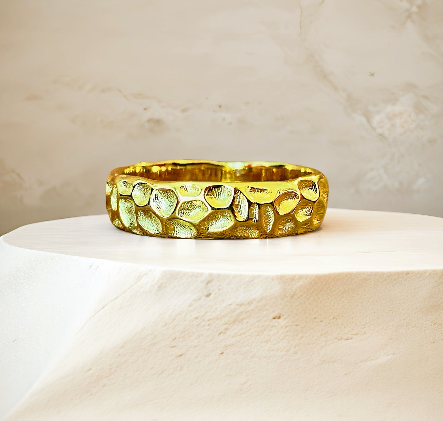 Hammered Sterling Silver/9k/14k/18k Gold Ring (Item No. GR0005）