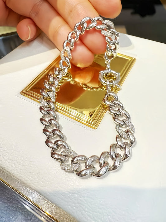 Cuban 18k Gold Diamond Bracelet (Item No. VT134）
