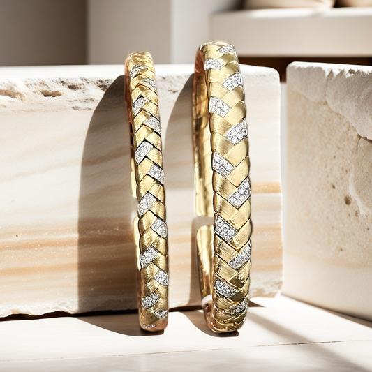 Vintage Rigato Engrave 18k Gold Diamond Bracelet (Item No. VT002）