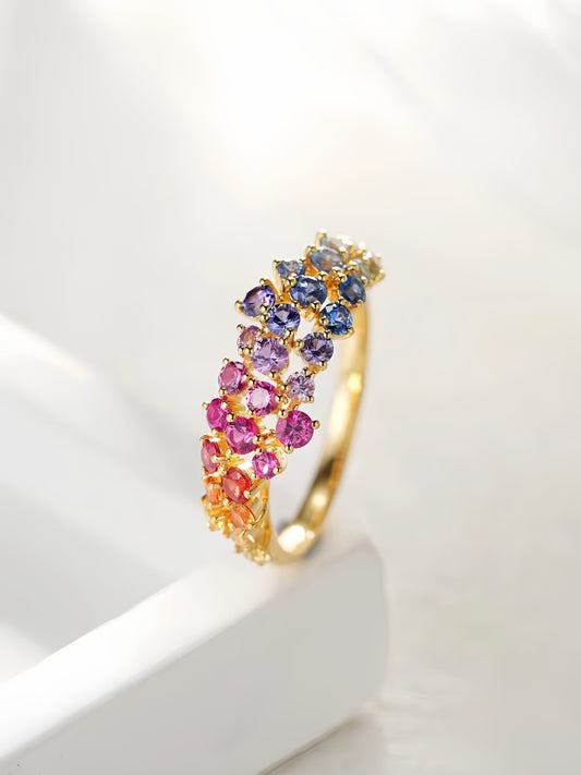 Rainbow Sapphire 18k Gold Ring (Item No. SA133）