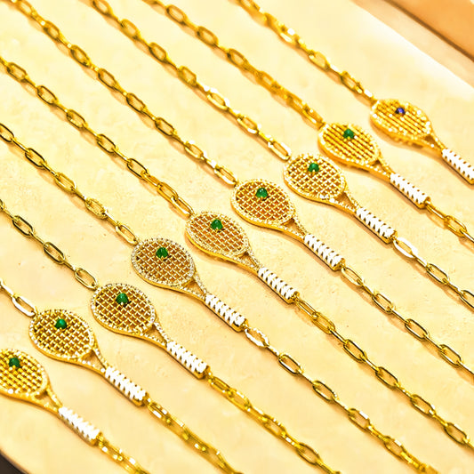 Tennis Racket 18k Gold Diamond  Bracelet (Item No. VT095）