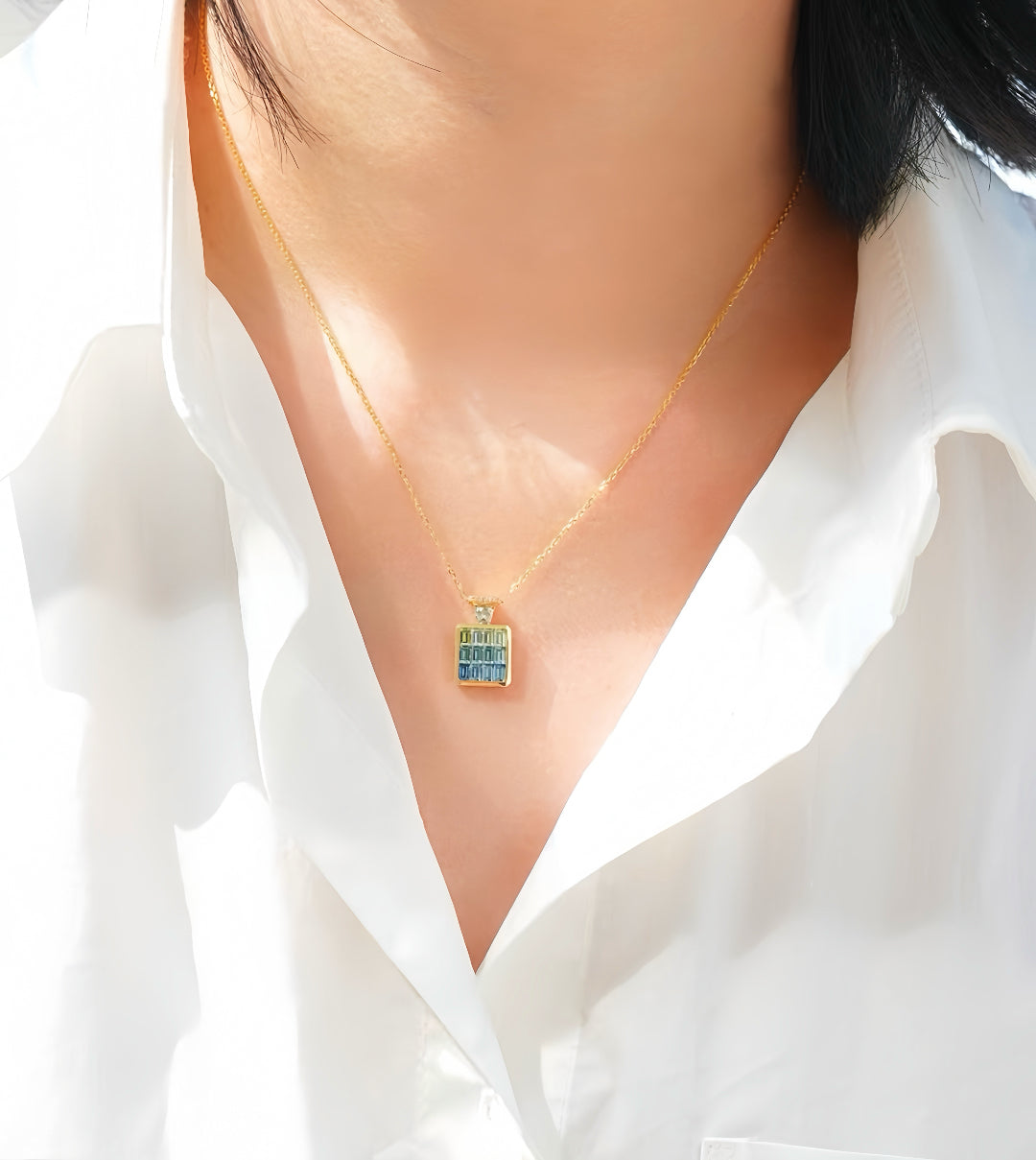 Rainbow Sapphire 18k Gold Pendant (Item No. SA091）