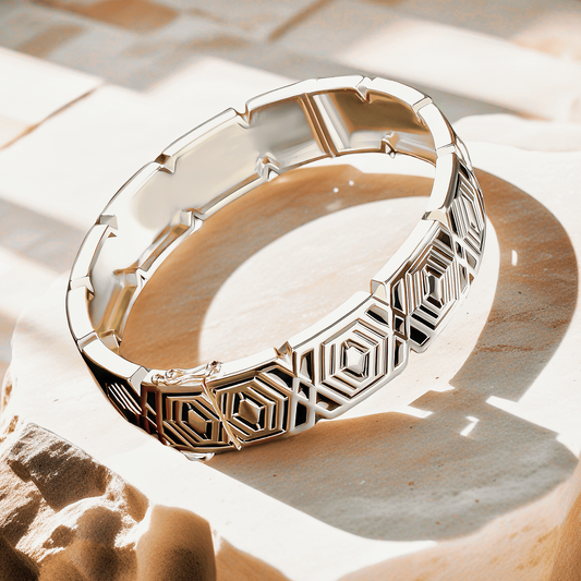 Greek Key Enamel 925 Sterling Silver/9k/14k/18k Gold Bangle(Item No. GB0011）