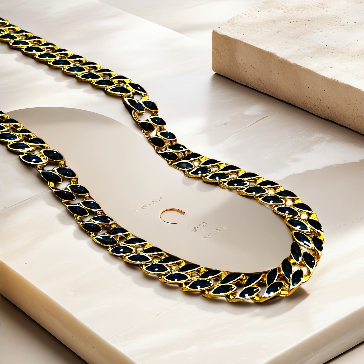 Curb Link Enamel Sterling Silver/9k/14k/18k Necklace Chain (Item No. GN0003）