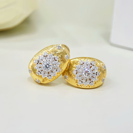 Vintage 18k Gold Diamond Earring (Item No. VT397）