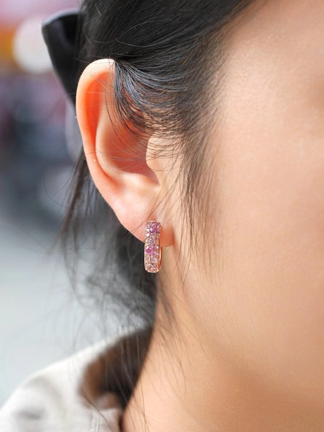 Rainbow Sapphire 18k Gold Earring (Item No. SA044）