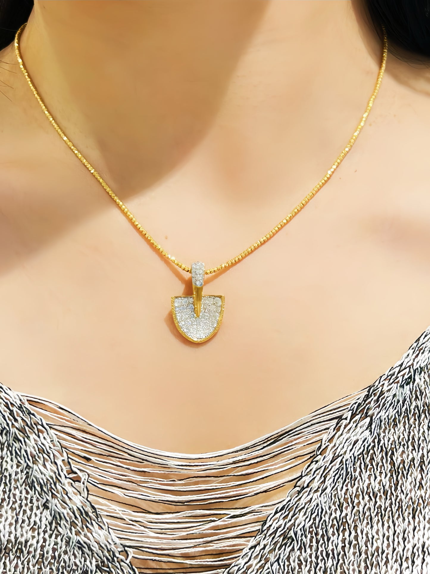 Gold Shovel Vintage 18k Gold Diamond Pendant (Item No. VT323)
