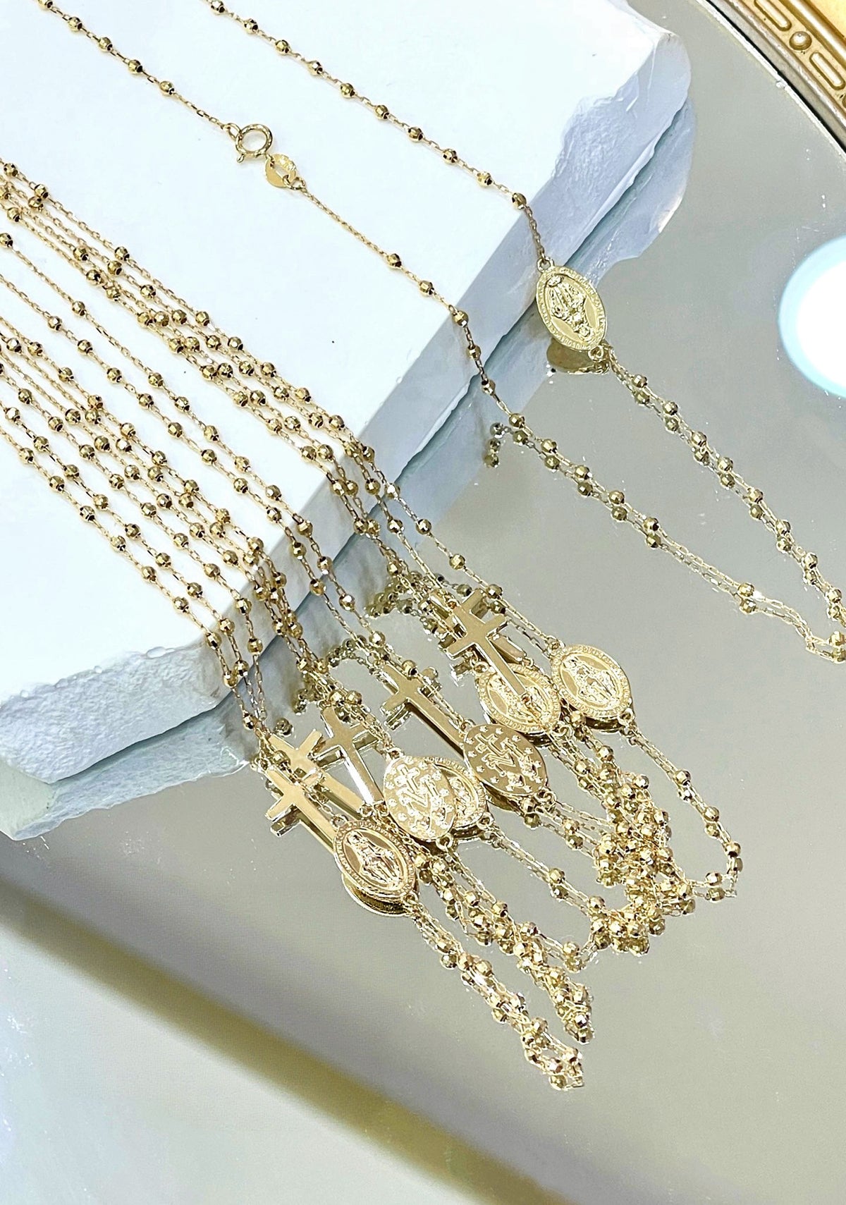 Rosary 18k Gold Necklace (Item No. SJN019）