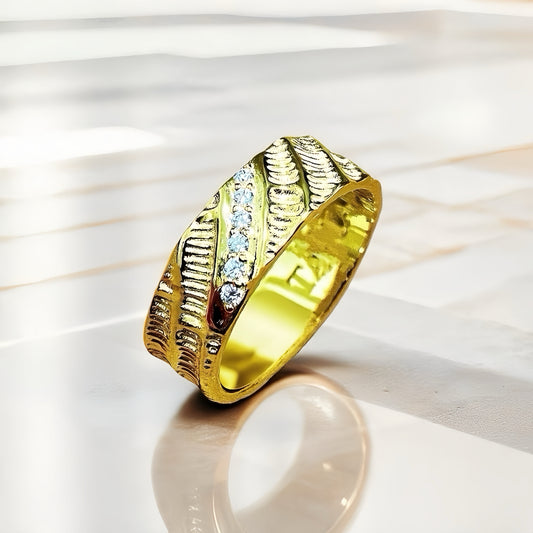 Dual Flow Diamond 9k/14k/18k Gold Ring (Item No. TDRG0006）