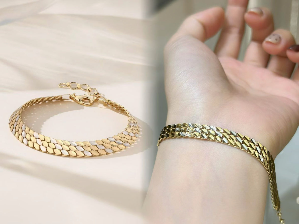 Laser Iridescent 18K Gold Bracelet (Item No. HFB030）