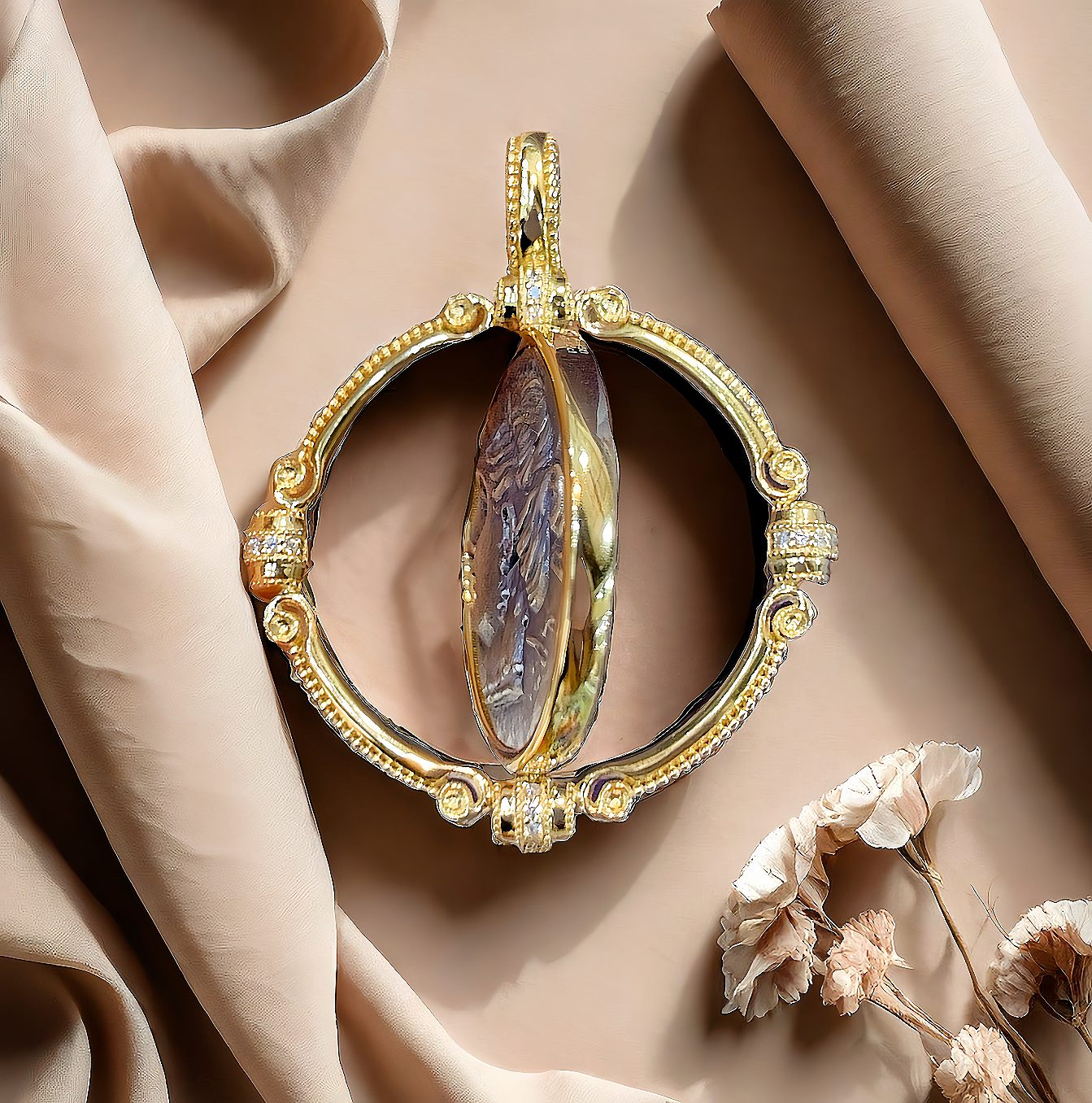 Aphrodite Ancient Greek Coin Medallion 18K Gold Pendant  (Item No. COIN084）