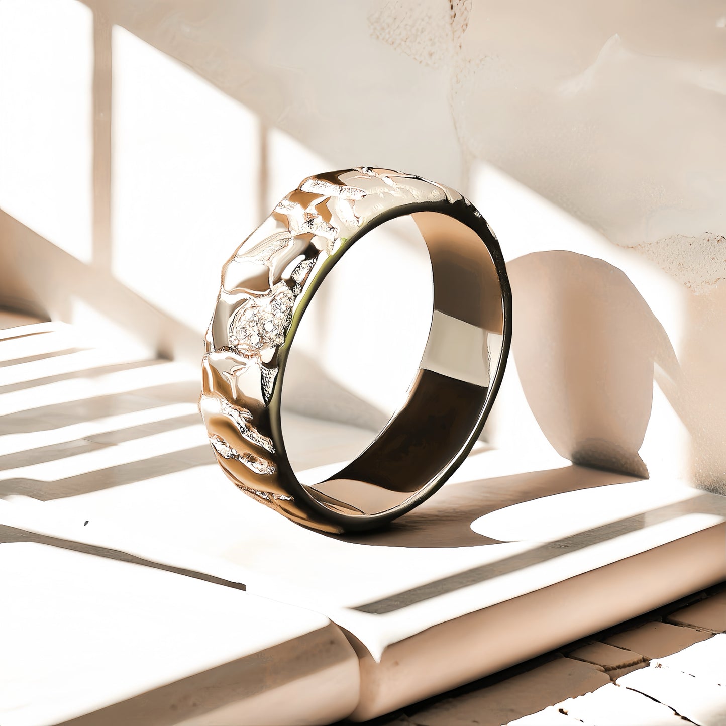 Cracking Stone Diamond 925 Sterling Silver/9k/14k/18k Gold Ring (Item No. GR0007）