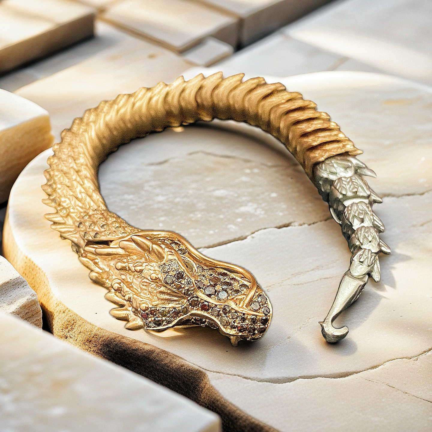 Gold Dragon Diamond Bracelet Chain (Item No. GB0023)