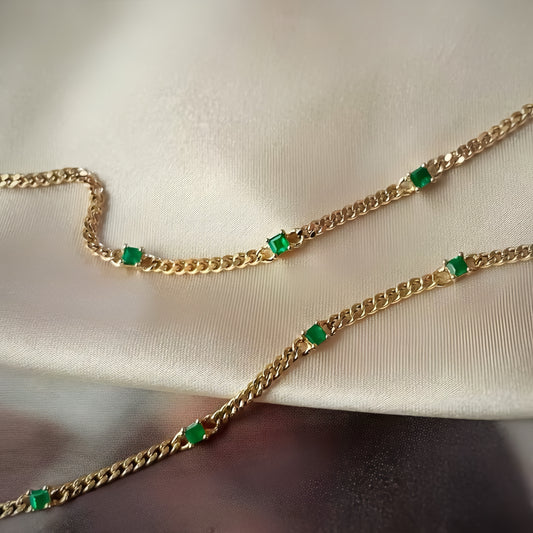 Vintage 18k Gold Emerald Necklace (Item No. VT111）