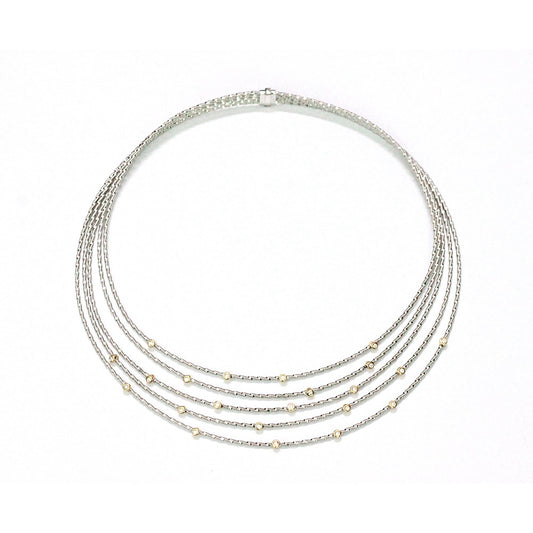 Twisted Muli-Layer 18k Gold Diamond Necklace (Item No. CN04）