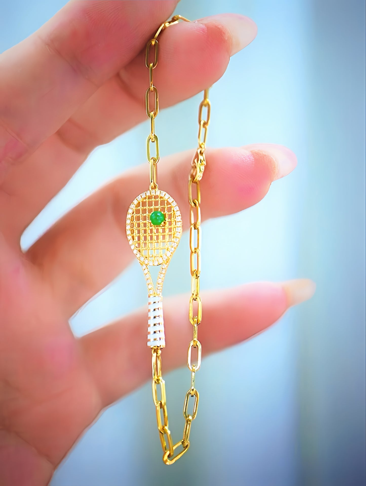 Tennis Racket 18k Gold Diamond  Bracelet (Item No. VT095）