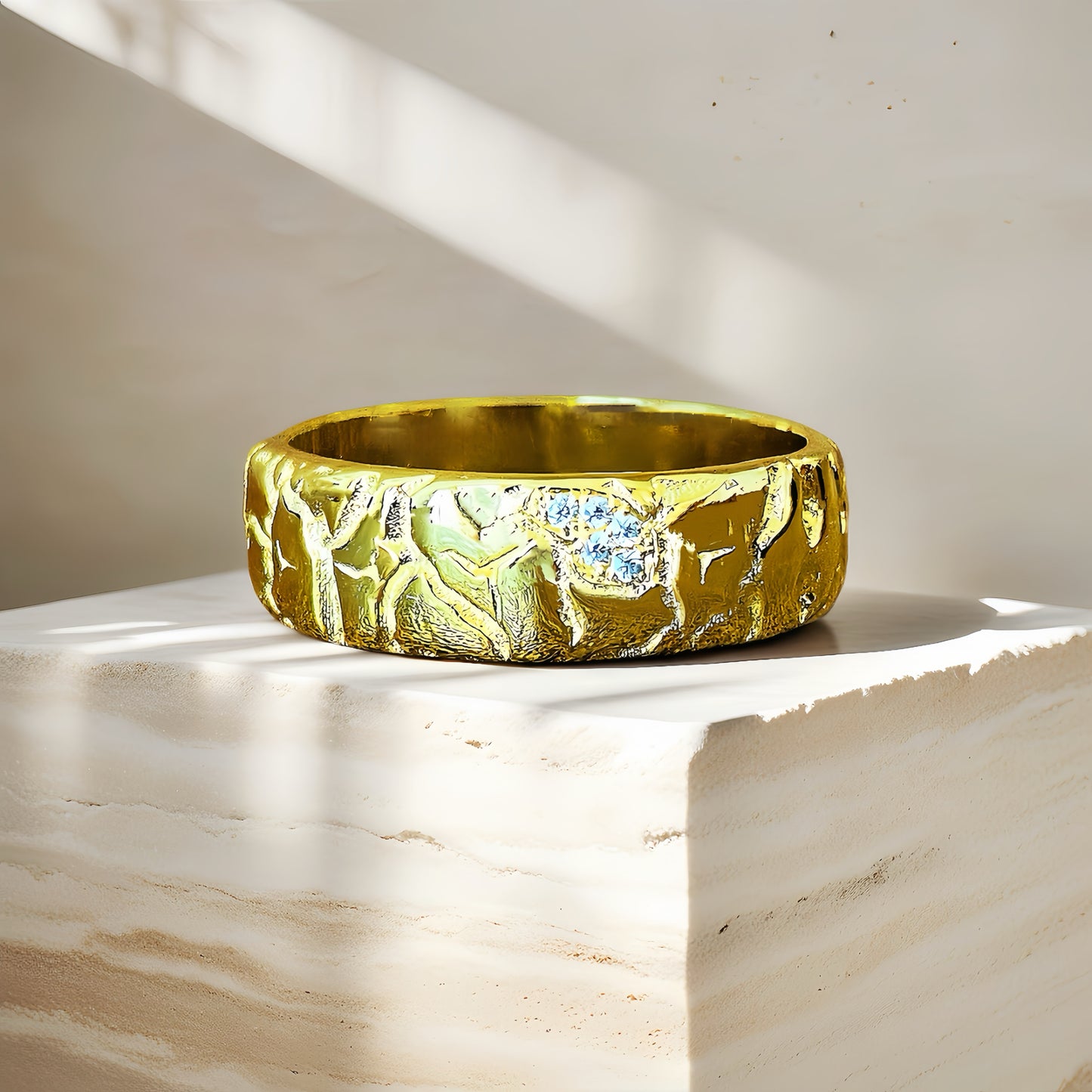 Cracking Stone Diamond 925 Sterling Silver/9k/14k/18k Gold Ring (Item No. GR0007）