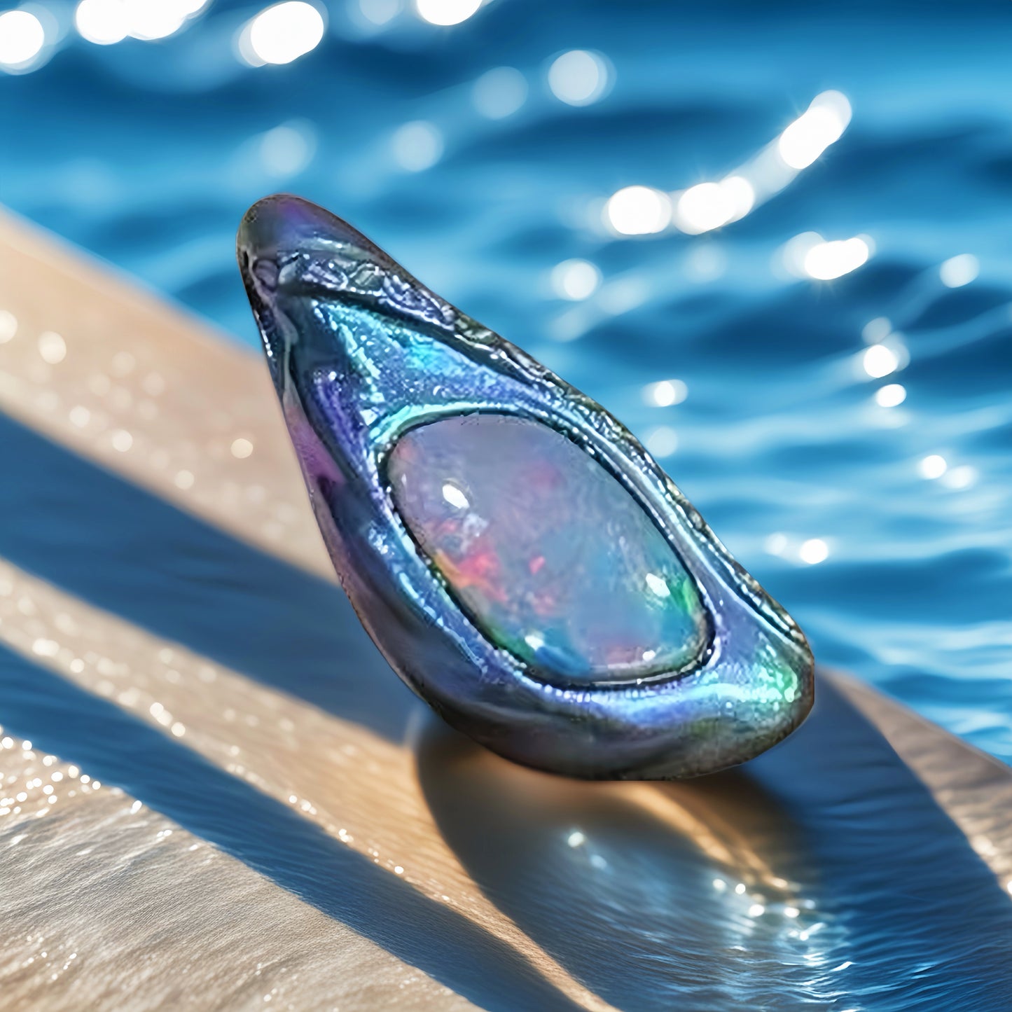 Anodized Titanium Blue Opal Pendant (Item No. TA004）