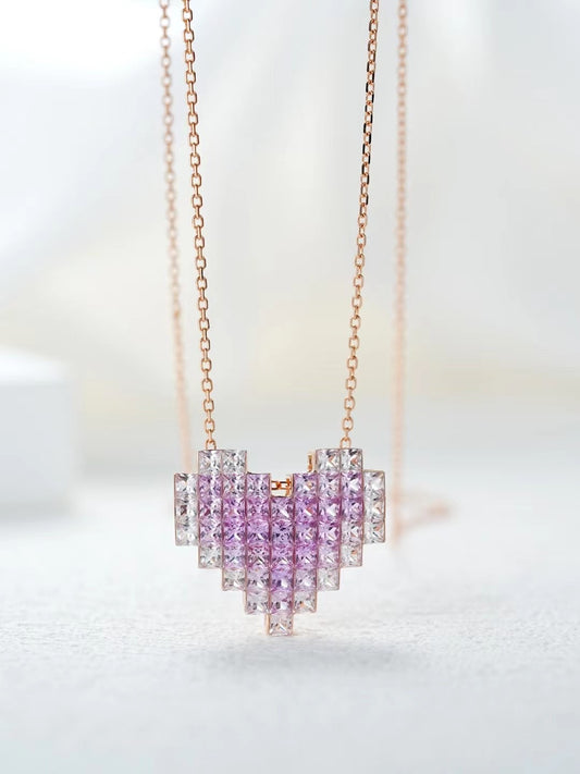 Heart Rainbow Sapphire 18k Gold Pendant (Item No. SA103）