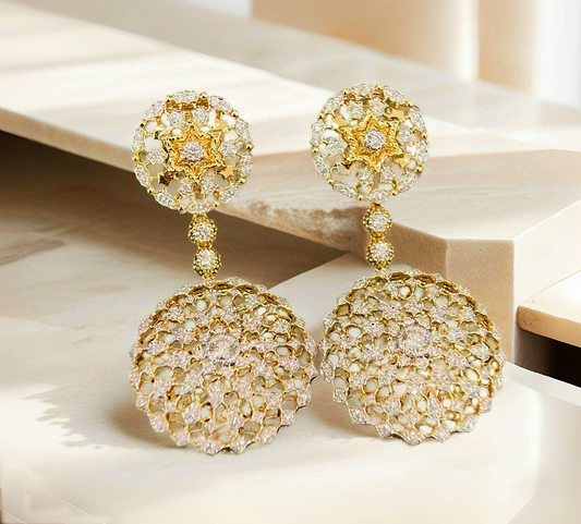 Vintage 18k Gold Diamond Earring (Item No. VT236）