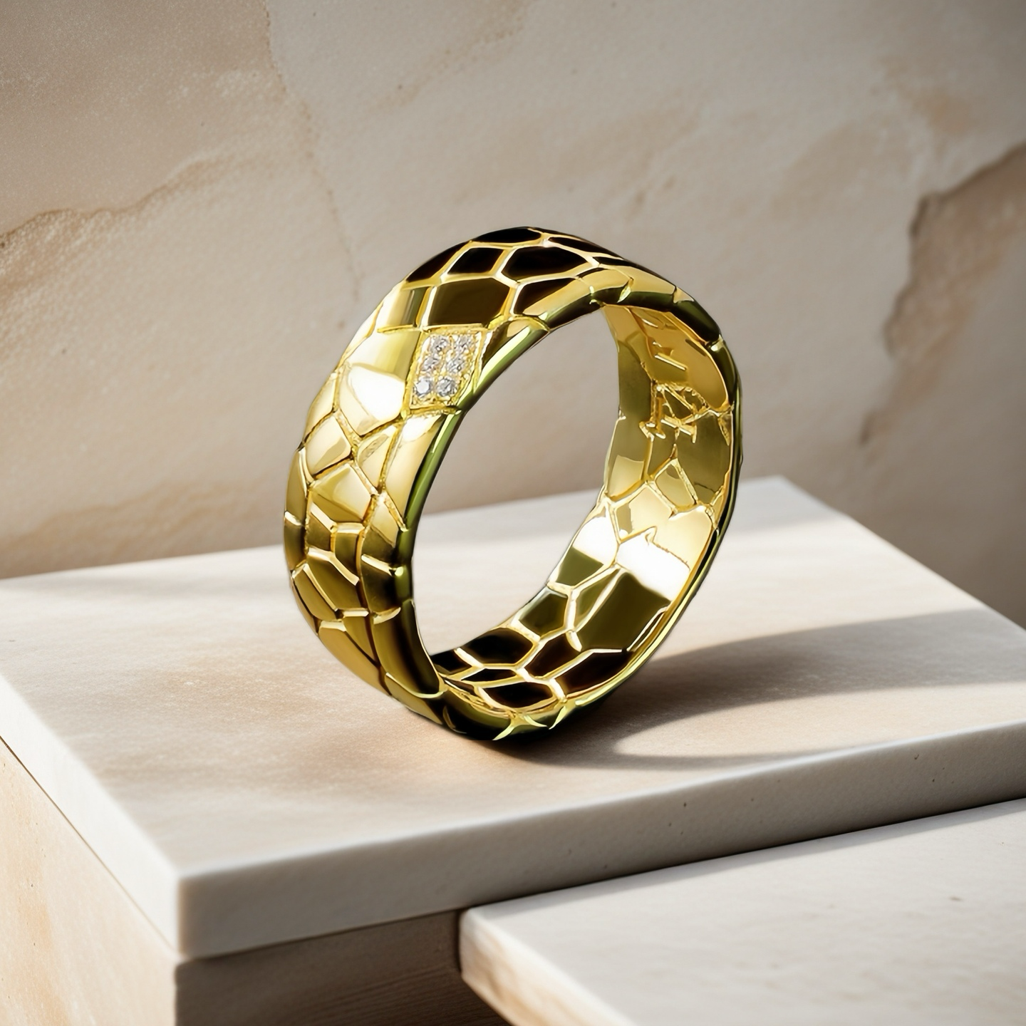 Classic Cracking Stone  Diamond 925 Sterling Silver/9k/14k/18k Gold Ring (Item No. GR0008）