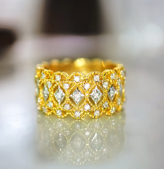 GuipureLace Vintage 18k Gold Diamond Ring (Item No. VT026）