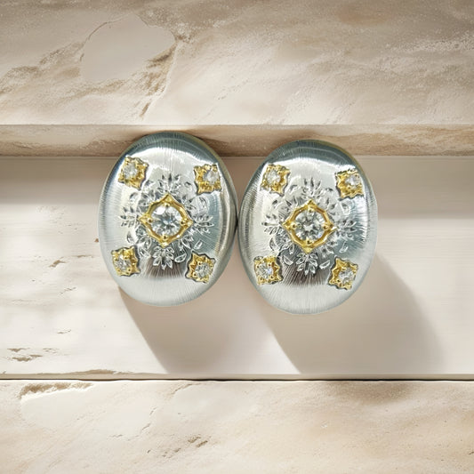 Vintage 18k Gold Diamond Earring (Item No. VT232）